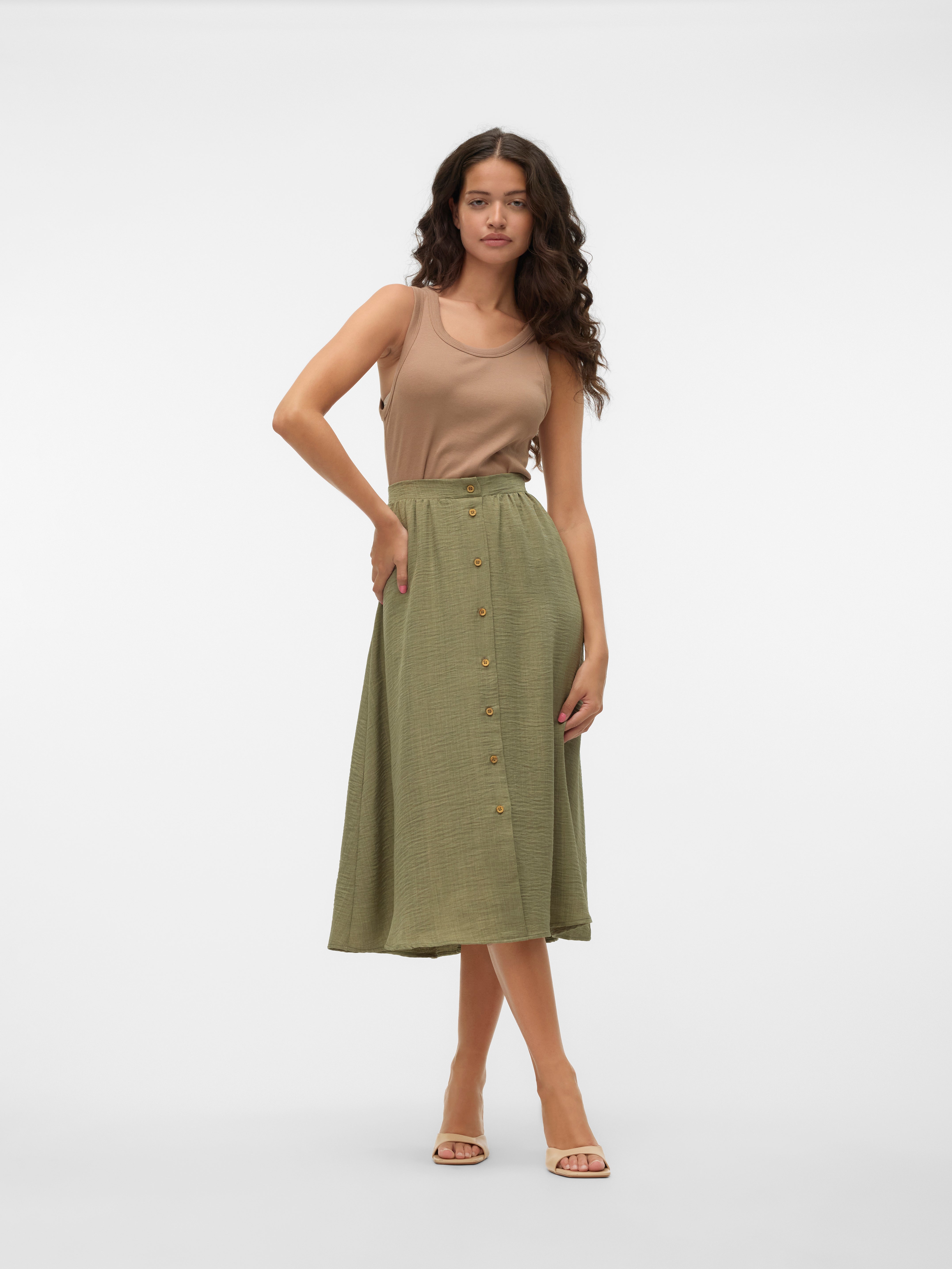 VMMELANEY Hohe Taille Langer Rock | Mittelgrün | Vero Moda®