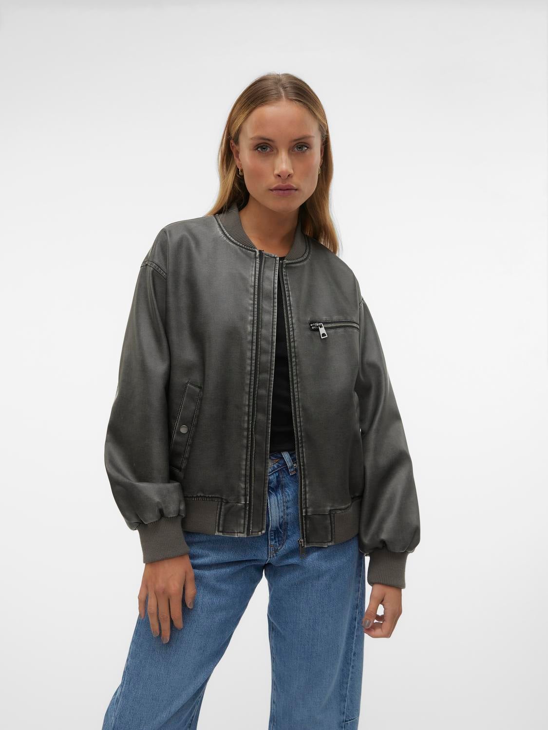 Vero moda faux leather aviator outlet jacket