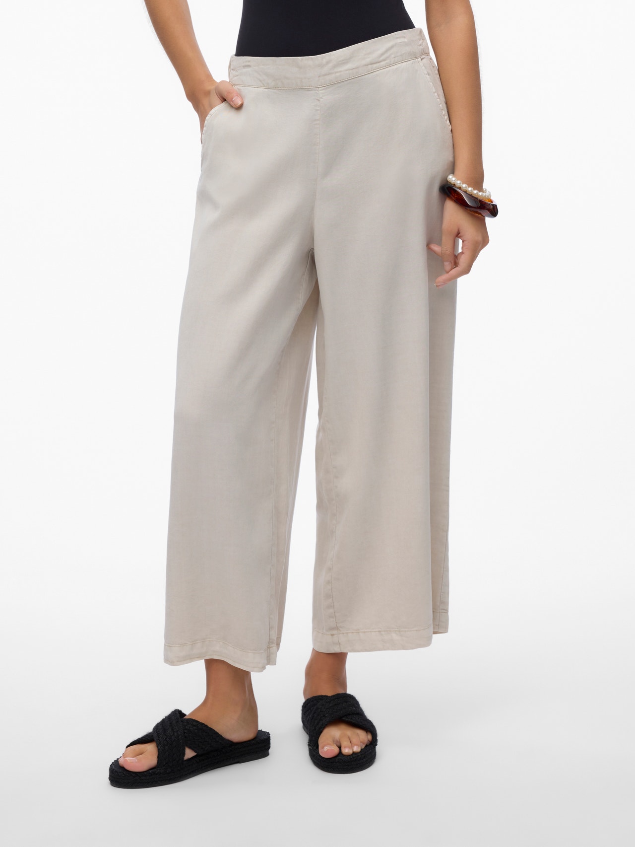 Vero Moda VMBREE Mid waist Trousers -Silver Lining - 10304861