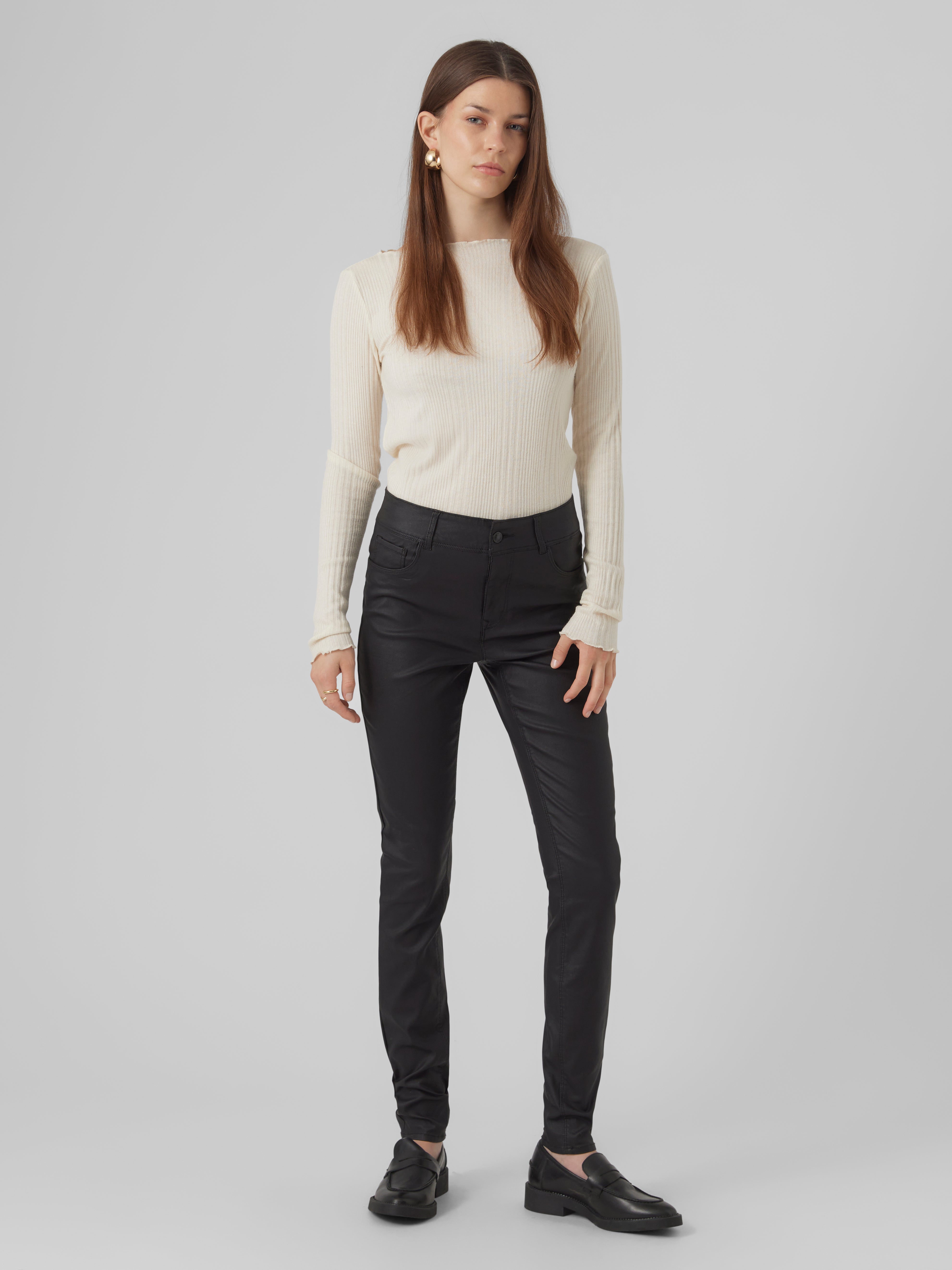 VERO MODA DAM BYXOR VMTEXAS - Dark grey melange