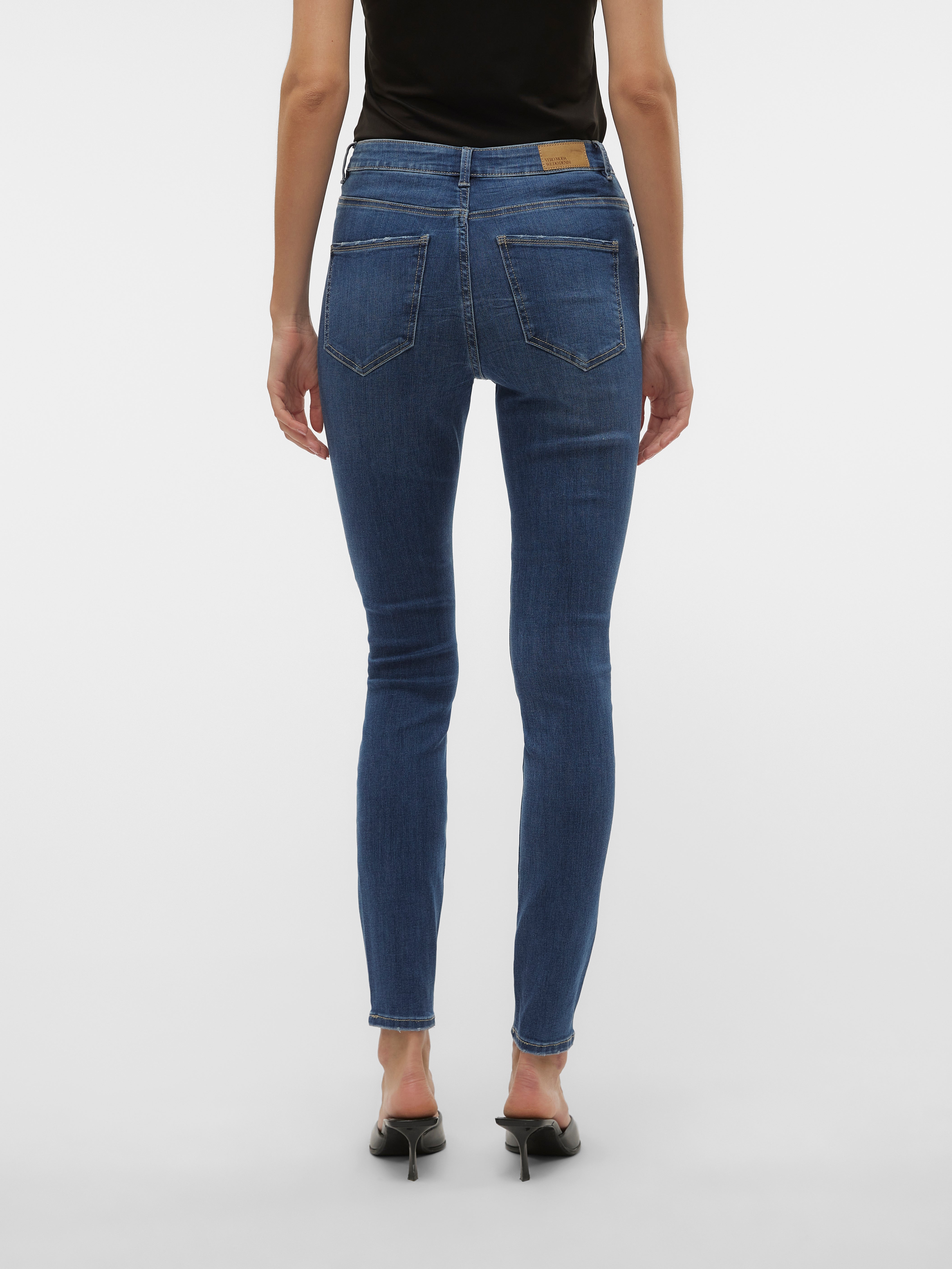 VERO MODA VMSOPHIA Skinny Jeans voor dames, hoge taille, skinny fit jeans, zwart (black/black), S / 30L