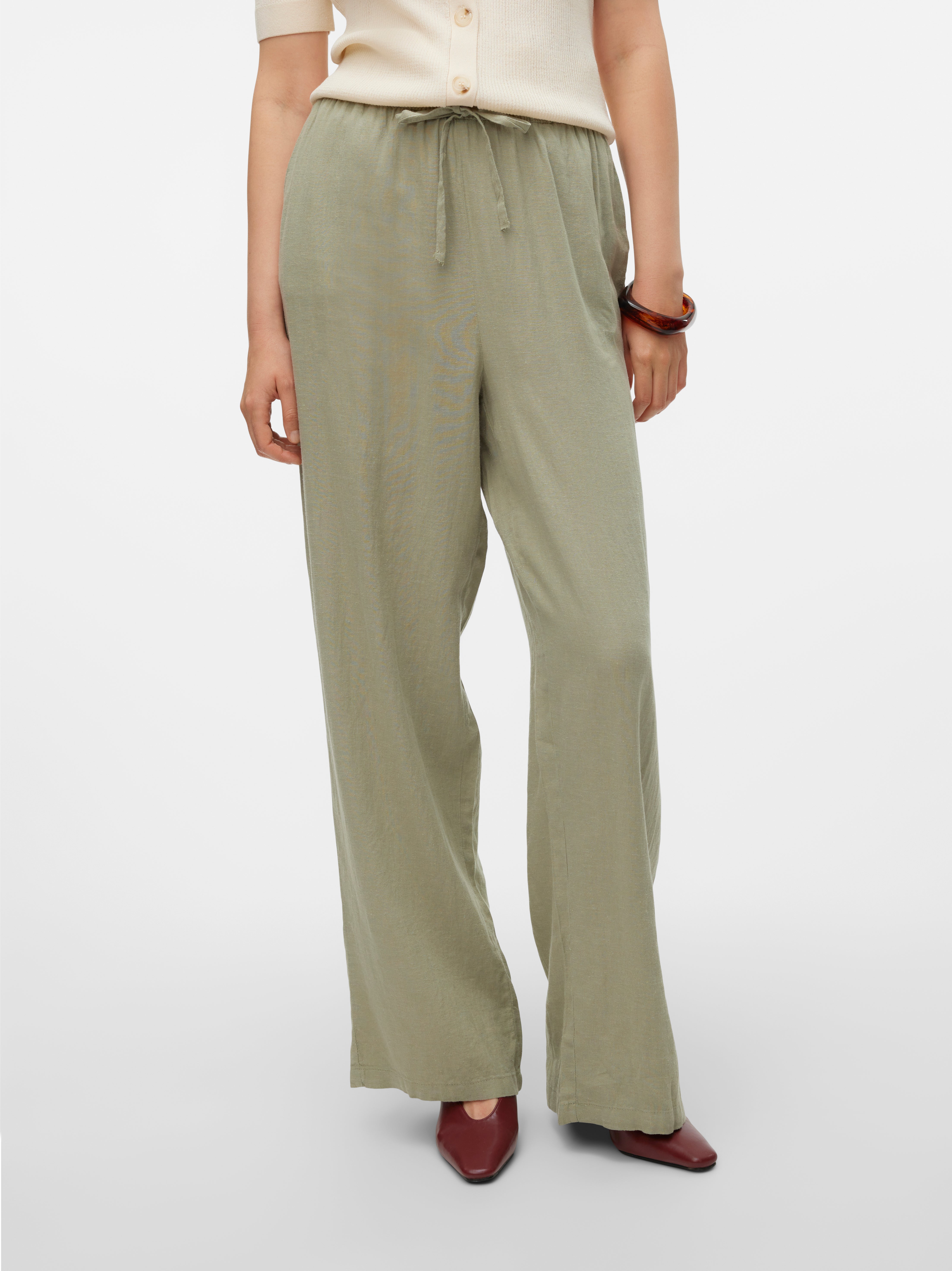 VMLINN Mittlere Taille Hose | Mittelgrün | Vero Moda® 