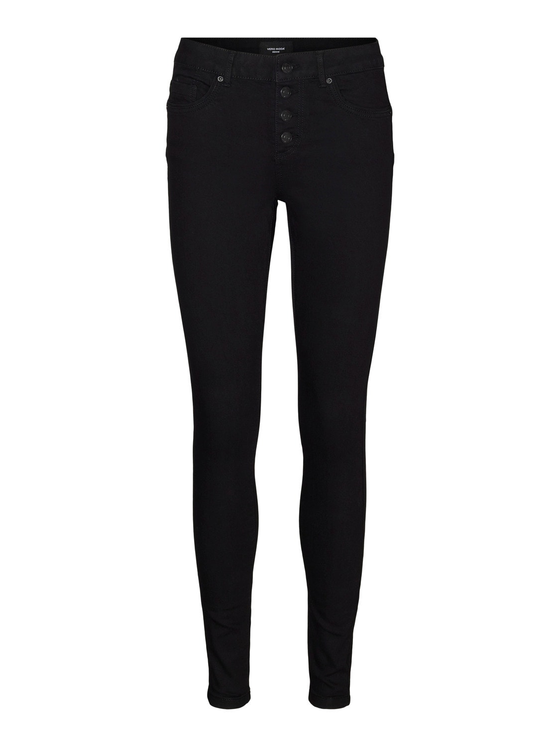 Vero Moda VMALIA Middels høyt snitt Slim Straight Fit Jeans -Black - 10305170