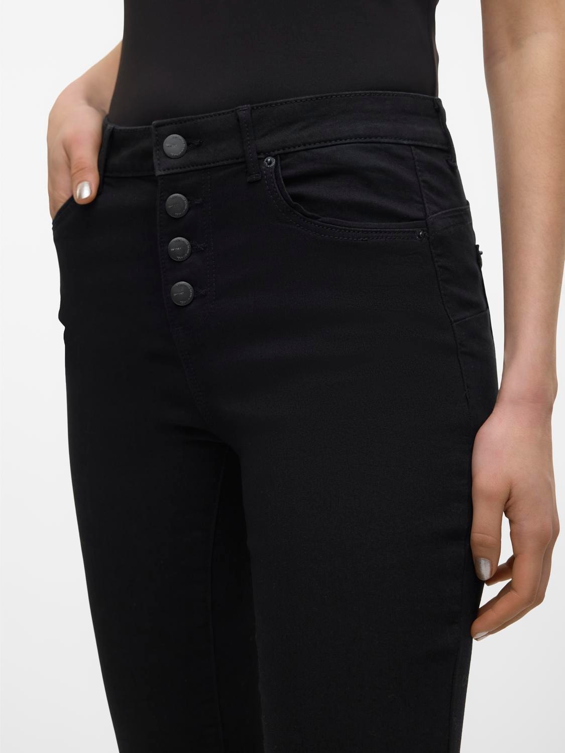 Vero Moda VMALIA Middels høyt snitt Slim Straight Fit Jeans -Black - 10305170