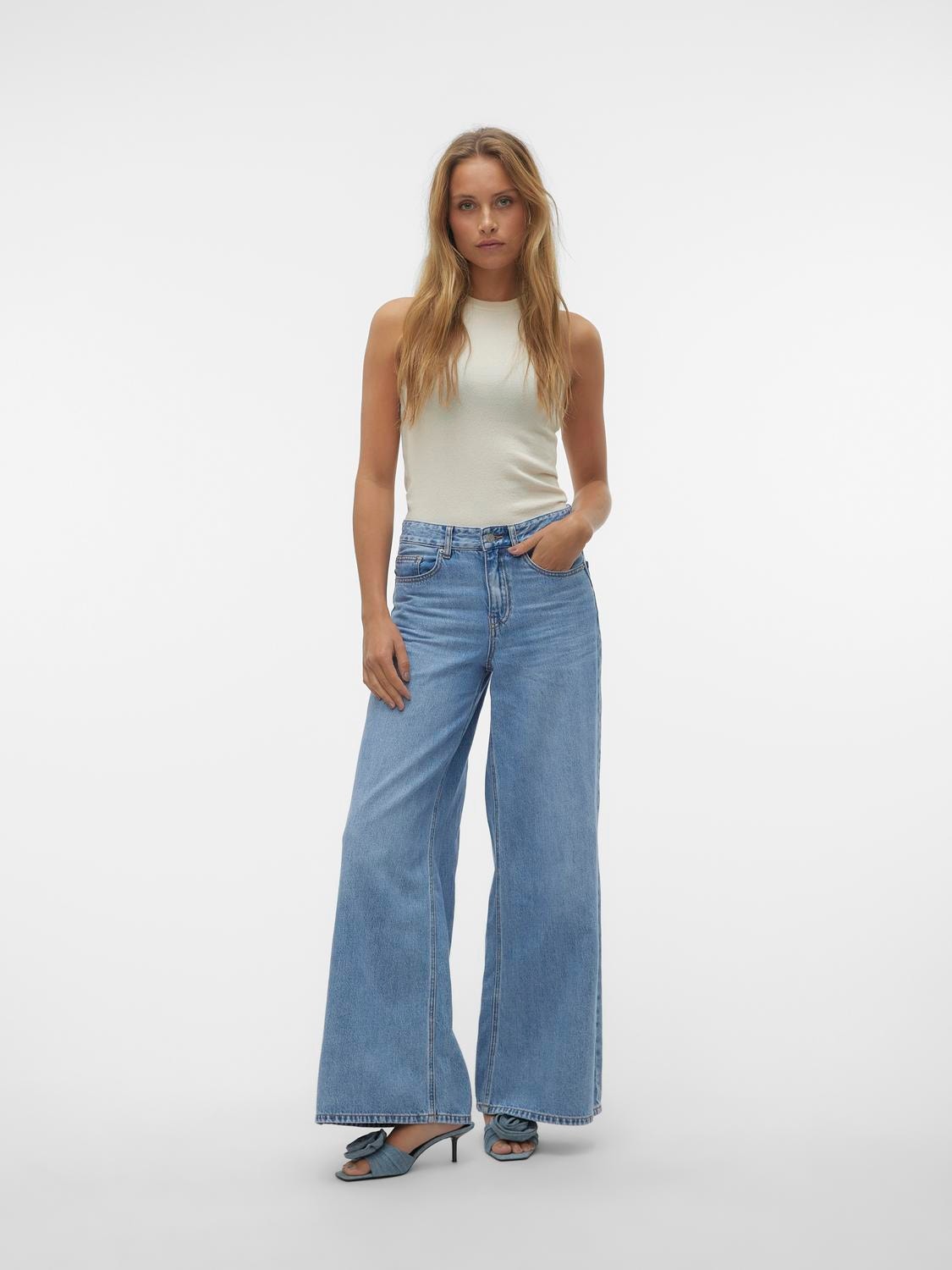 Vero Moda VMANNET Szeroki krój Jeans -Medium Blue Denim - 10305190