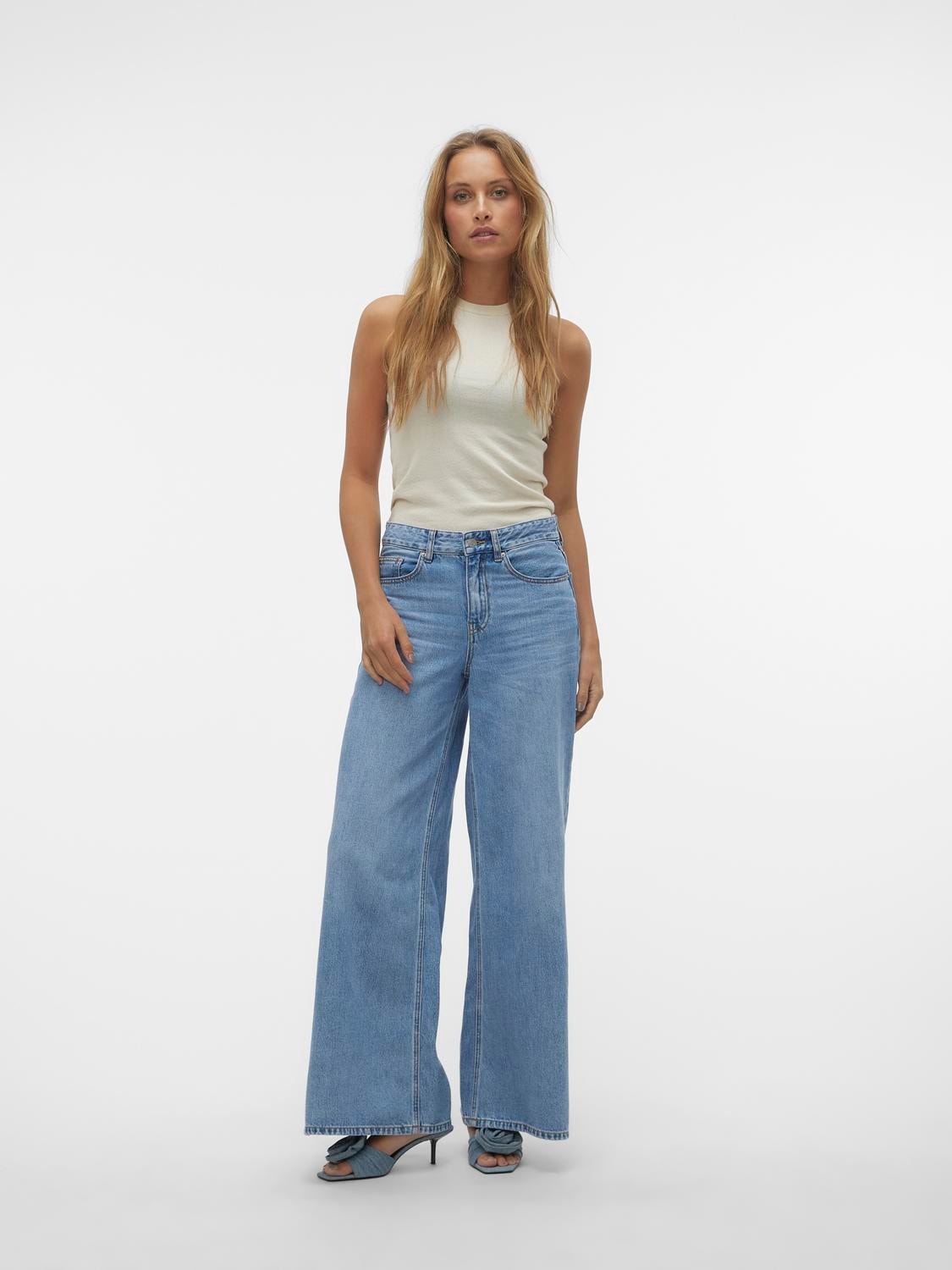 Vero Moda VMANNET Szeroki krój Jeans -Medium Blue Denim - 10305190
