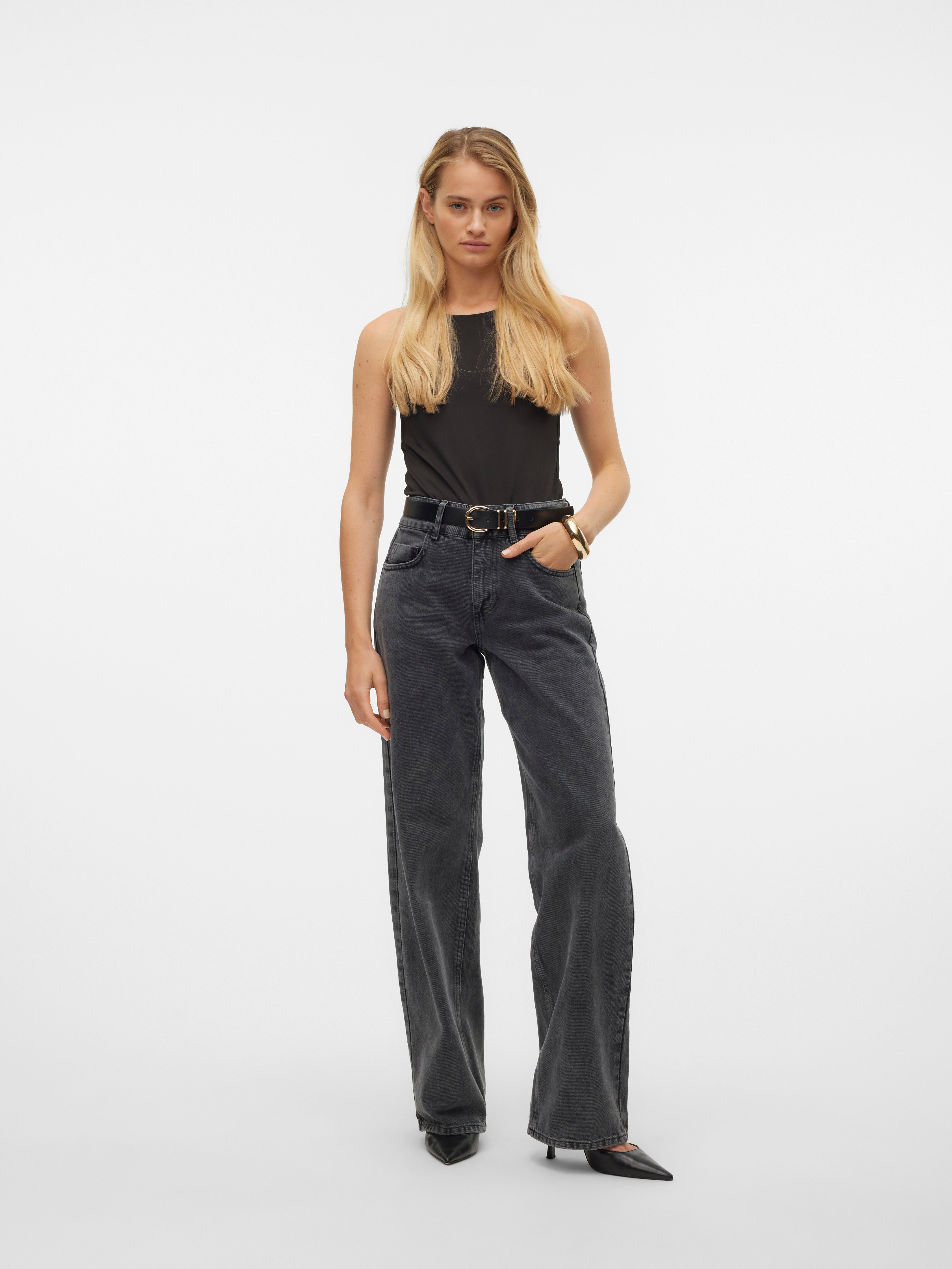Vero Moda Damen Wide Fit Jeans - Mid Rise Baggy Look