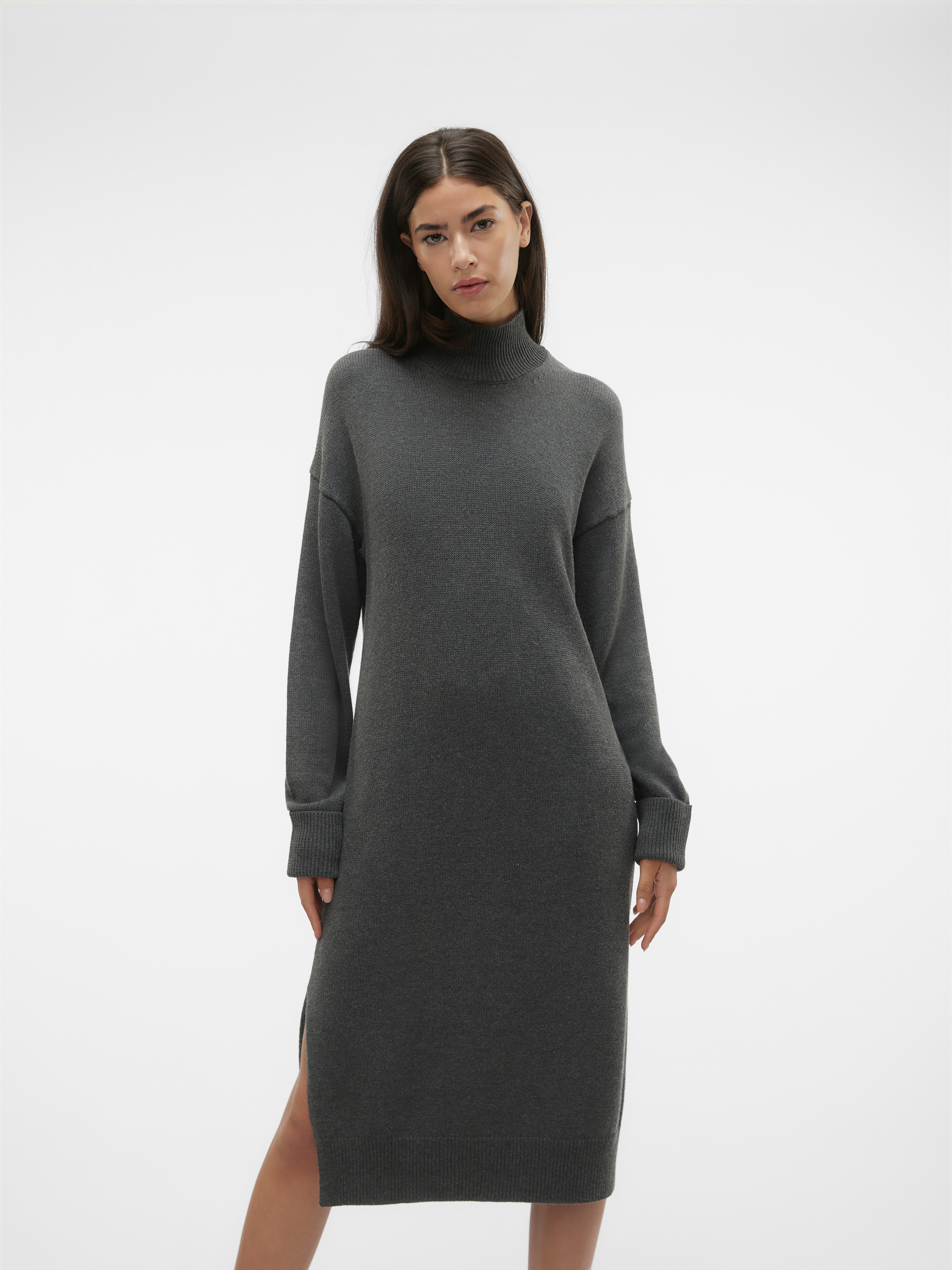 ヴェロモーダ Vero Moda Curve knitted jumper midi dress in grey