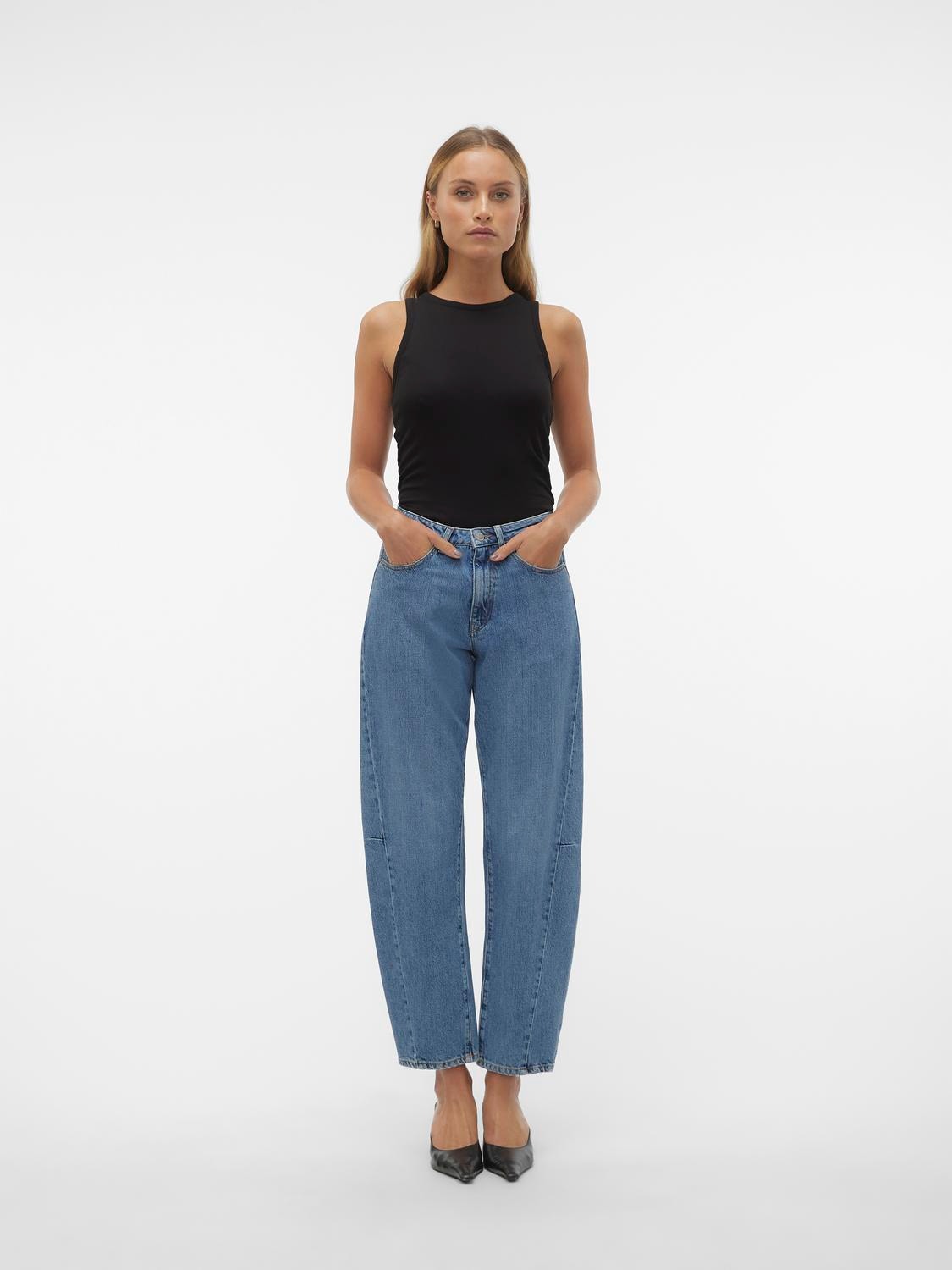 Vero Moda VMELLIE Hohe Taille Jeans -Medium Blue Denim - 10305392