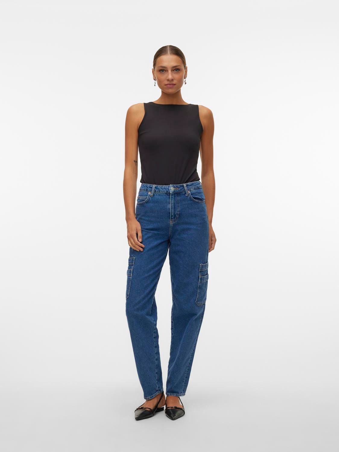 Vero Moda VMAVIVA Vita alta Mom Fit Jeans -Medium Blue Denim - 10305397