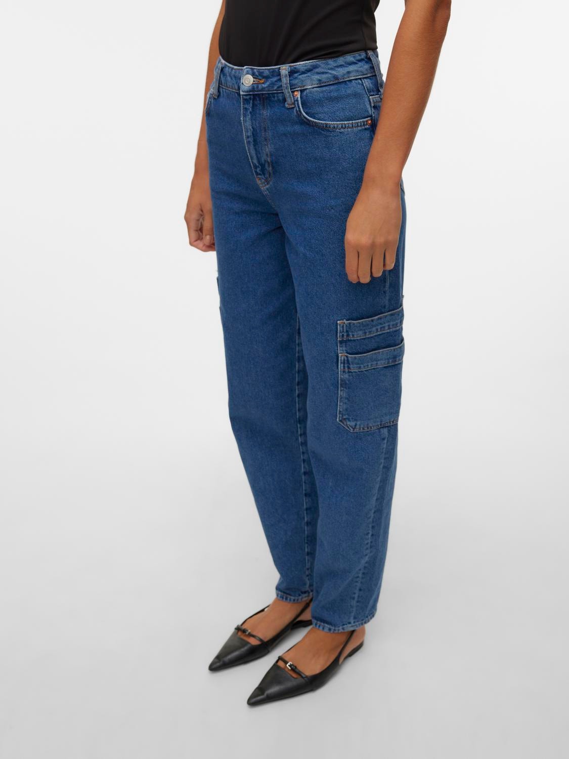 Vero Moda VMAVIVA Hohe Taille Jeans -Medium Blue Denim - 10305397