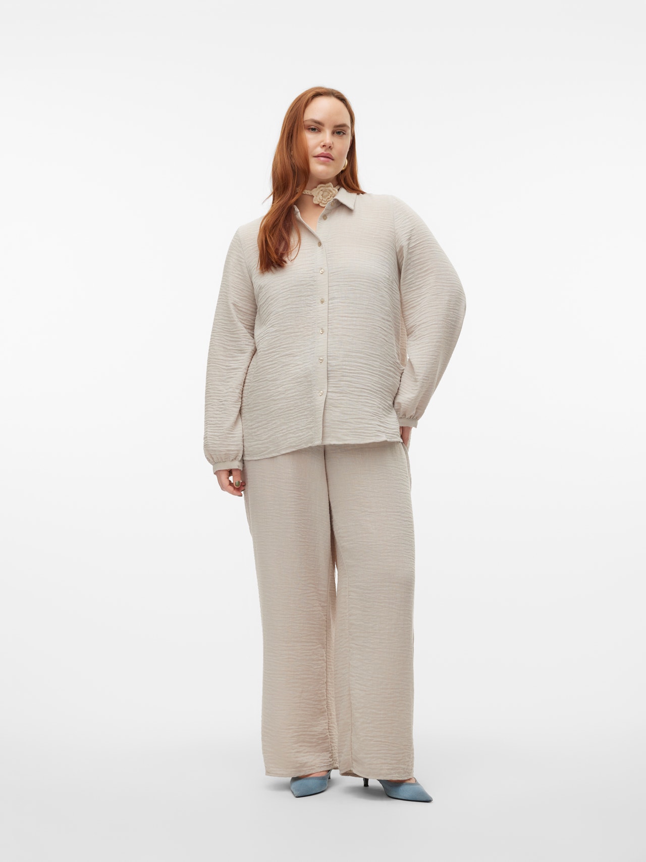 Vero Moda VMCCHRIS Visok uspon Hlače -Silver Lining - 10305457