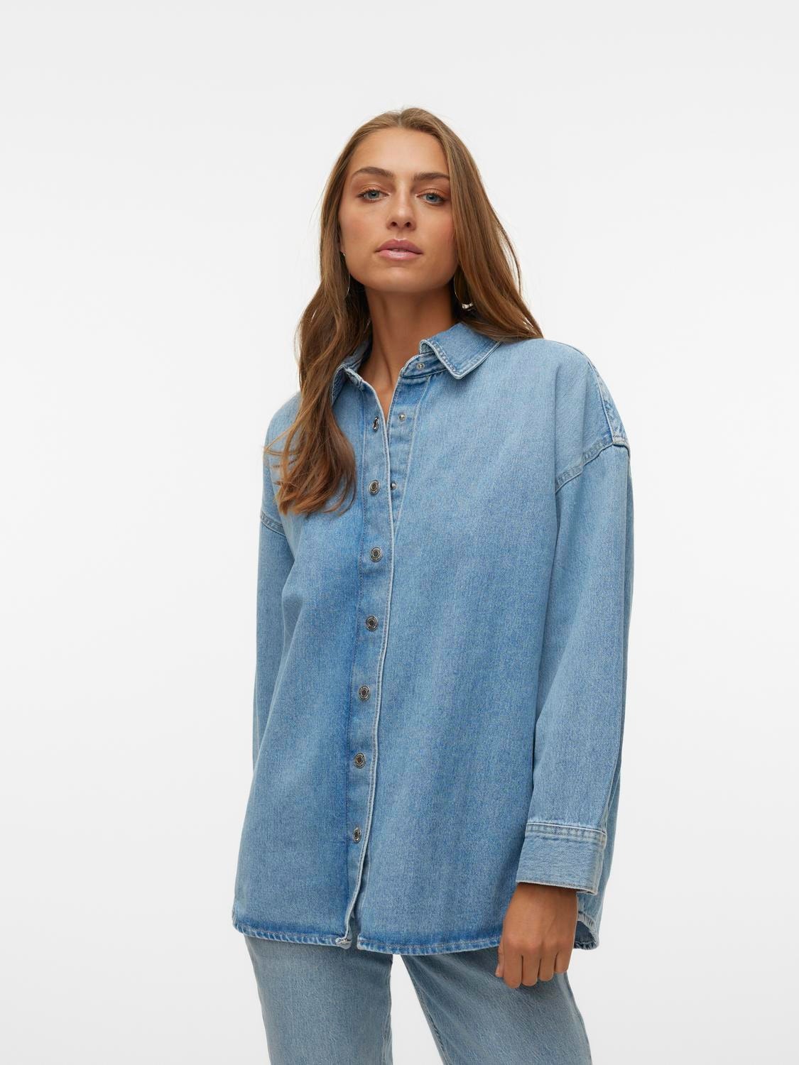Vero Moda VMNAVY Denimskjorte -Medium Blue Denim - 10305464