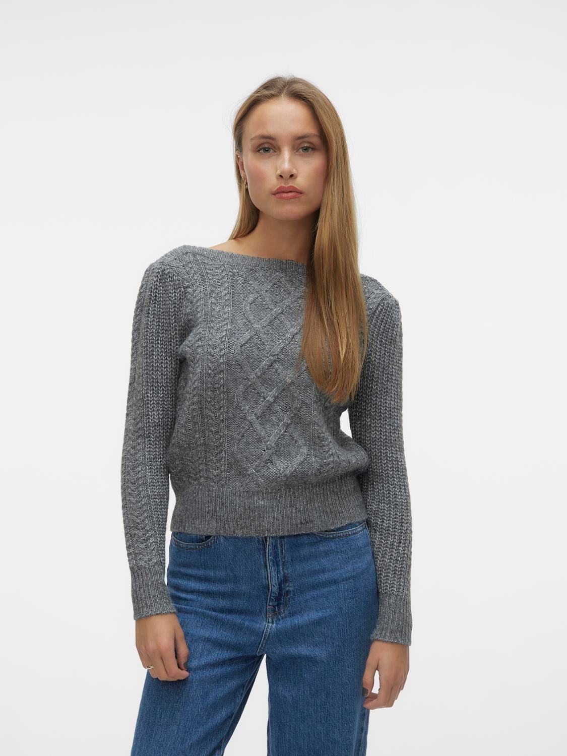 Vero Moda VMMARA Sweter -Medium Grey Melange - 10305472