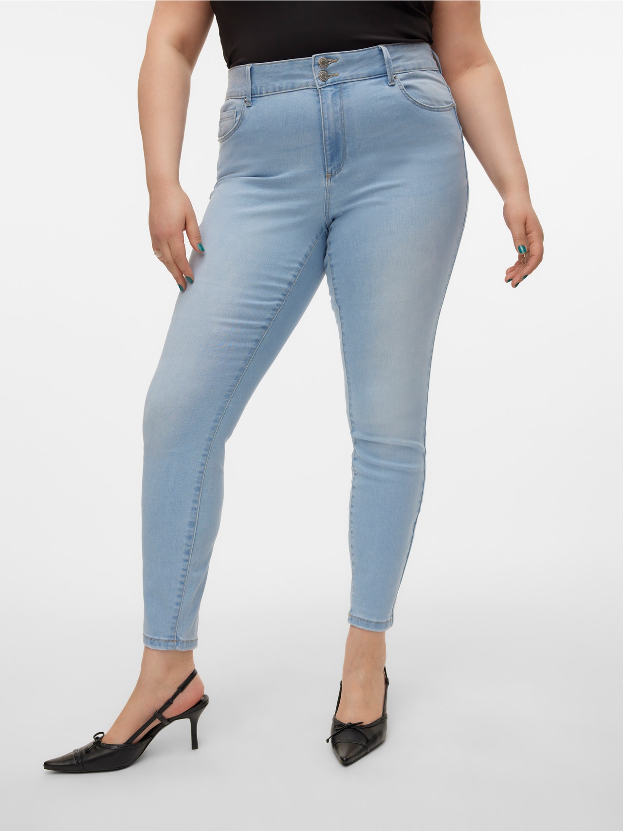 Vero Moda VMCSOPHIA Hög midja Slim Fit Jeans -Light Blue Denim - 10305619