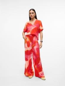 Vero Moda VMJADE Mid waist Trousers -Tangerine Tango - 10305790