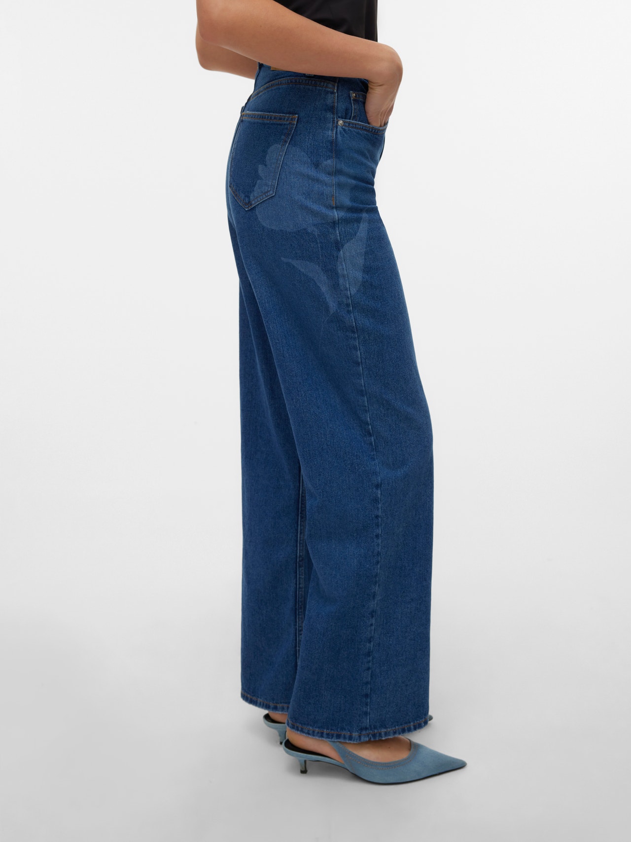 Vero Moda VMREBECCA Szeroki krój Jeans -Dark Blue Denim - 10305863
