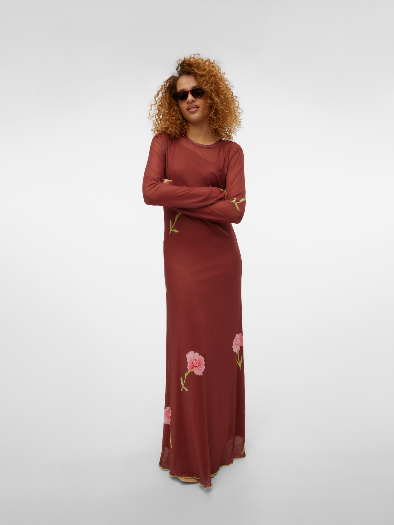 Vero Moda SOMETHINGNEW x SANDRA LAMBECK Long dress -Cherry Mahogany - 10306223