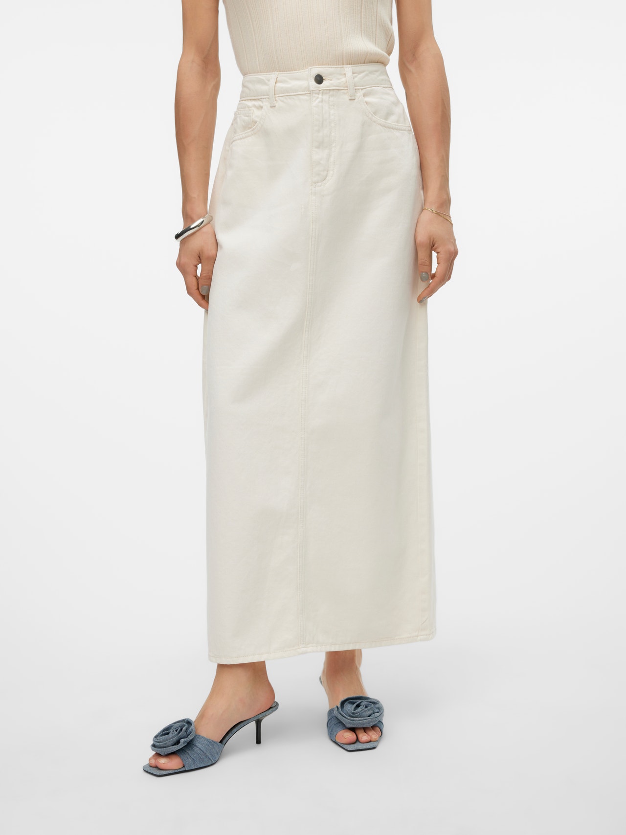 Vero Moda VMGRACIA High waist Long Skirt -Ecru - 10306289