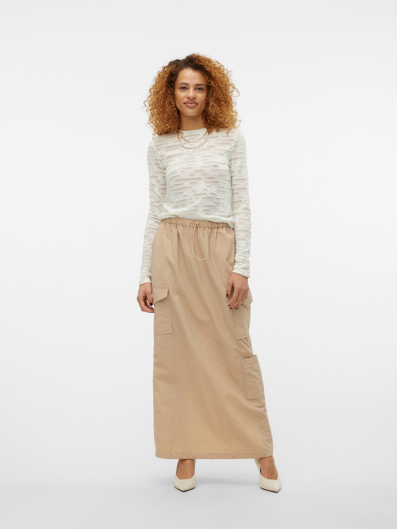 Vero Moda SOMETHINGNEW x SANDRA LAMBECK Long skirt -Brazzilian Sand - 10306420