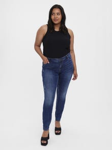 Vero Moda VMCSEVEN Średni stan Krój skinny Jeans -Dark Blue Denim - 10306607