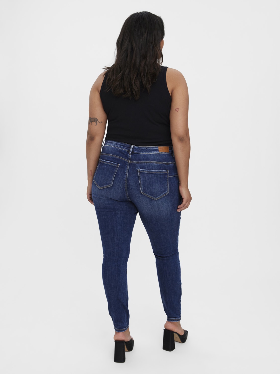Vero Moda VMSEVEN Taille moyenne Skinny Fit Jeans -Dark Blue Denim - 10306607