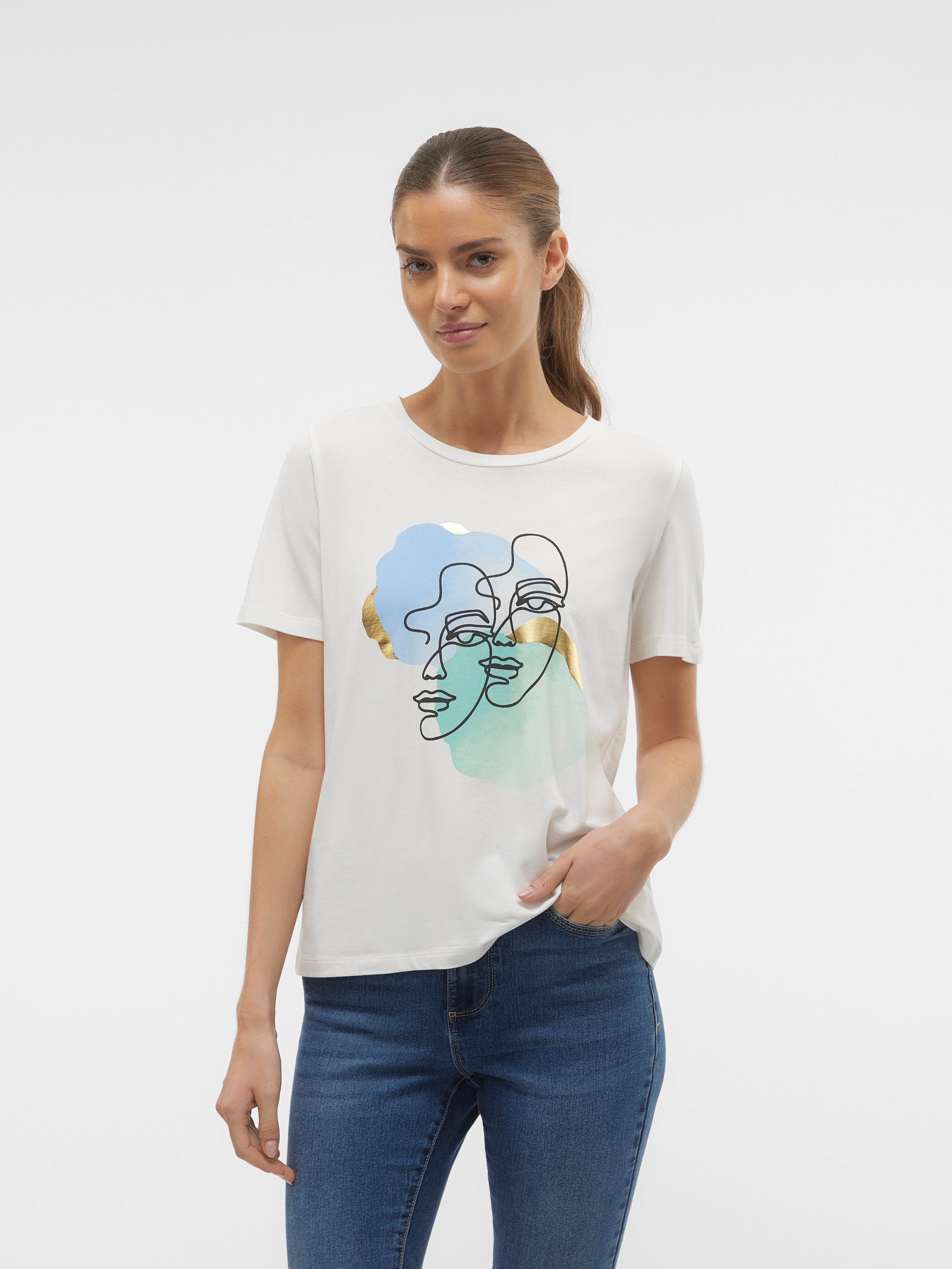 VMIFACEY T Shirt White Clear Vero Moda