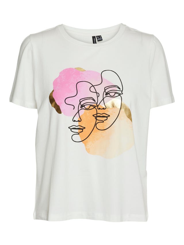 [Zuverlässiger Inlandsversand] T-shirts til kvinder | | VERO statement MODA med og Basic, print