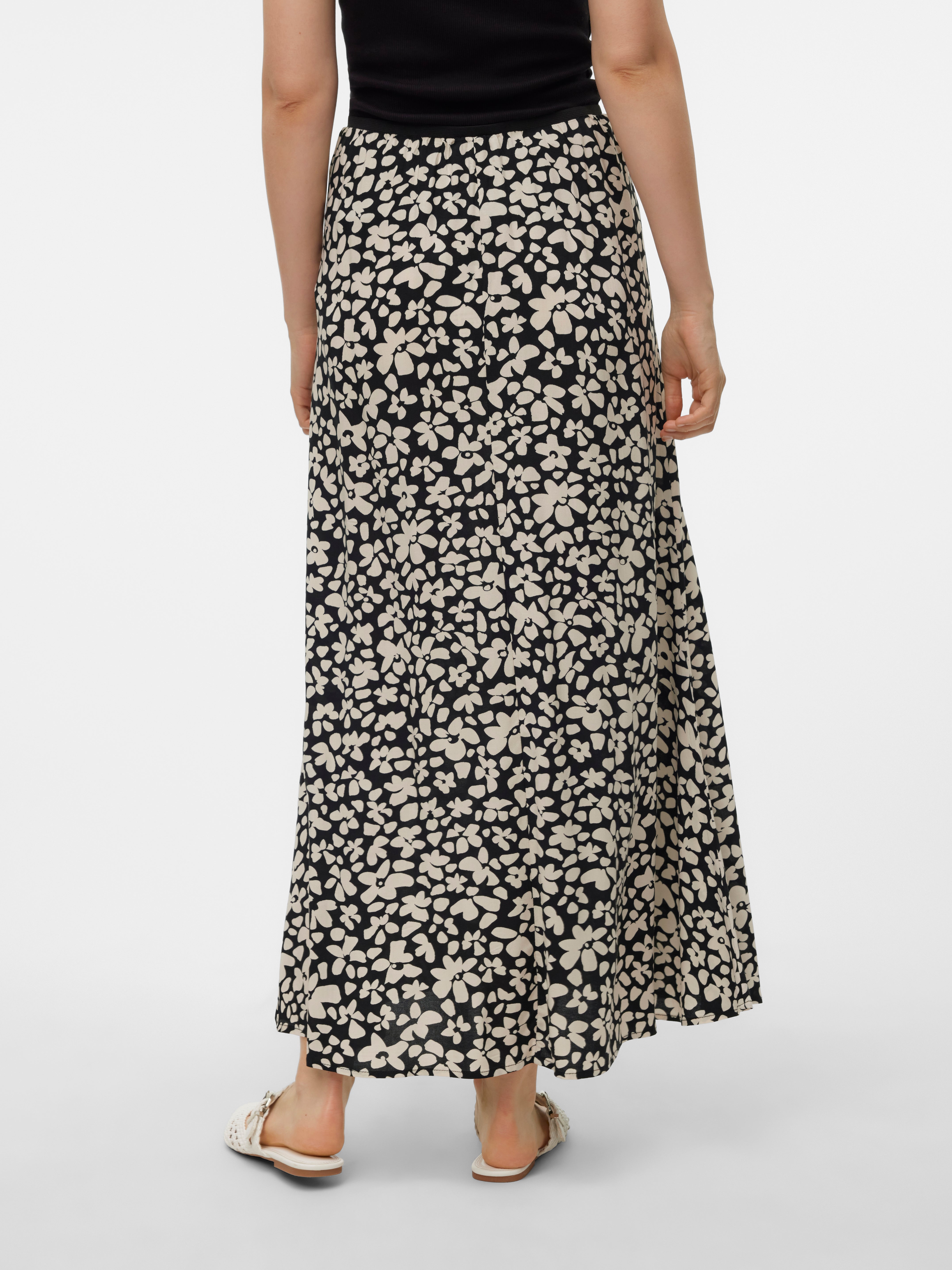 VMALBA Mid waist Lange rok Zwart Vero Moda