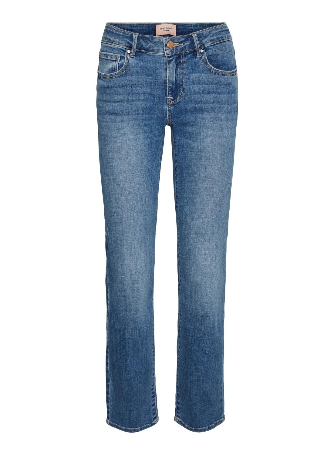 Vero Moda VMFLASH Mid rise Straight Fit Jeans -Medium Blue Denim - 10306823
