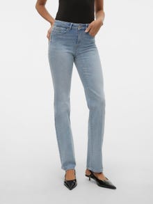 Vero Moda VMFLASH Medelhög midja Rak passform Jeans -Light Blue Denim - 10306824