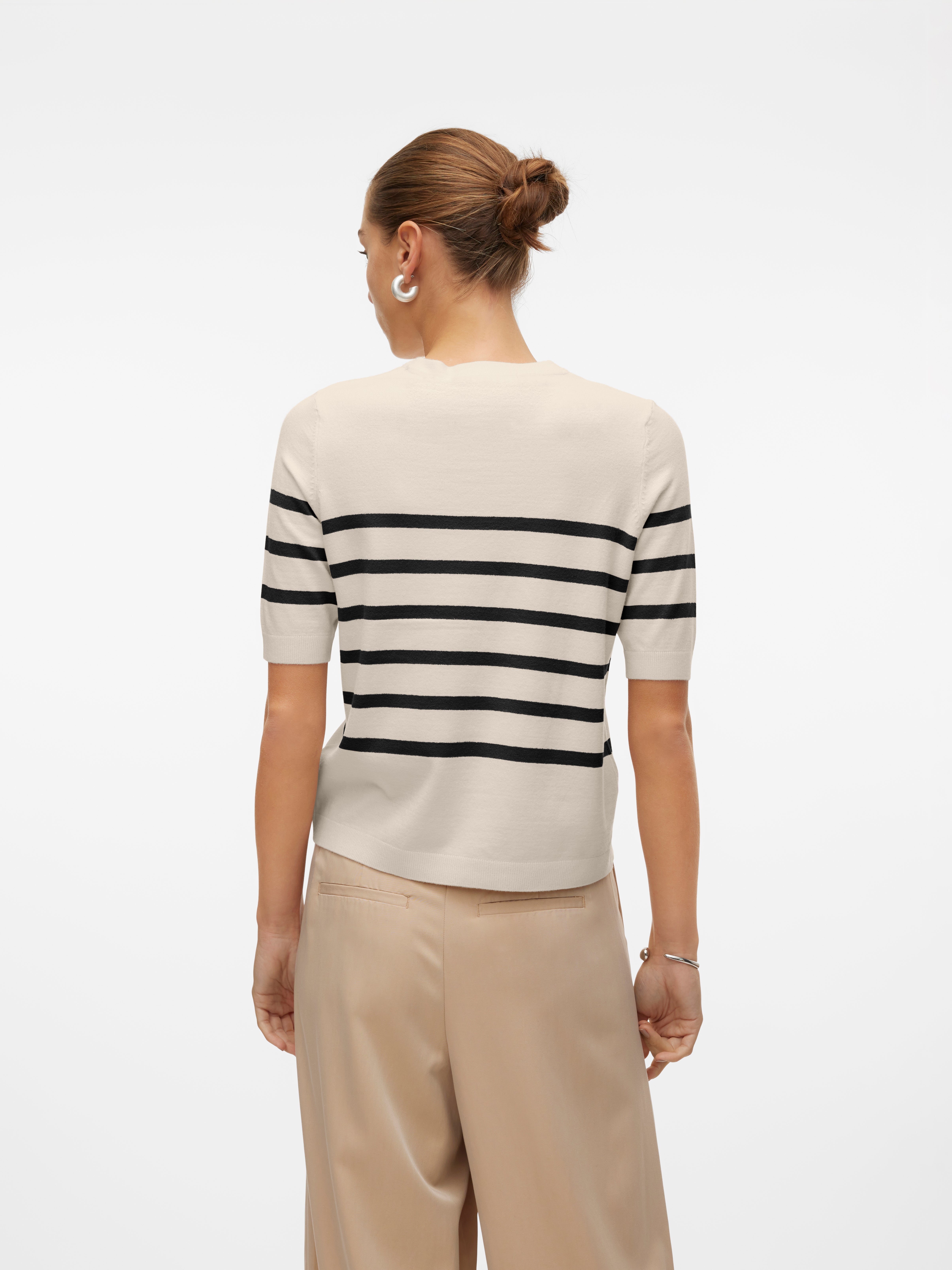 Vmsaba 3 4 V Neck Stripe Pullover Birch Stripes Black main image 0