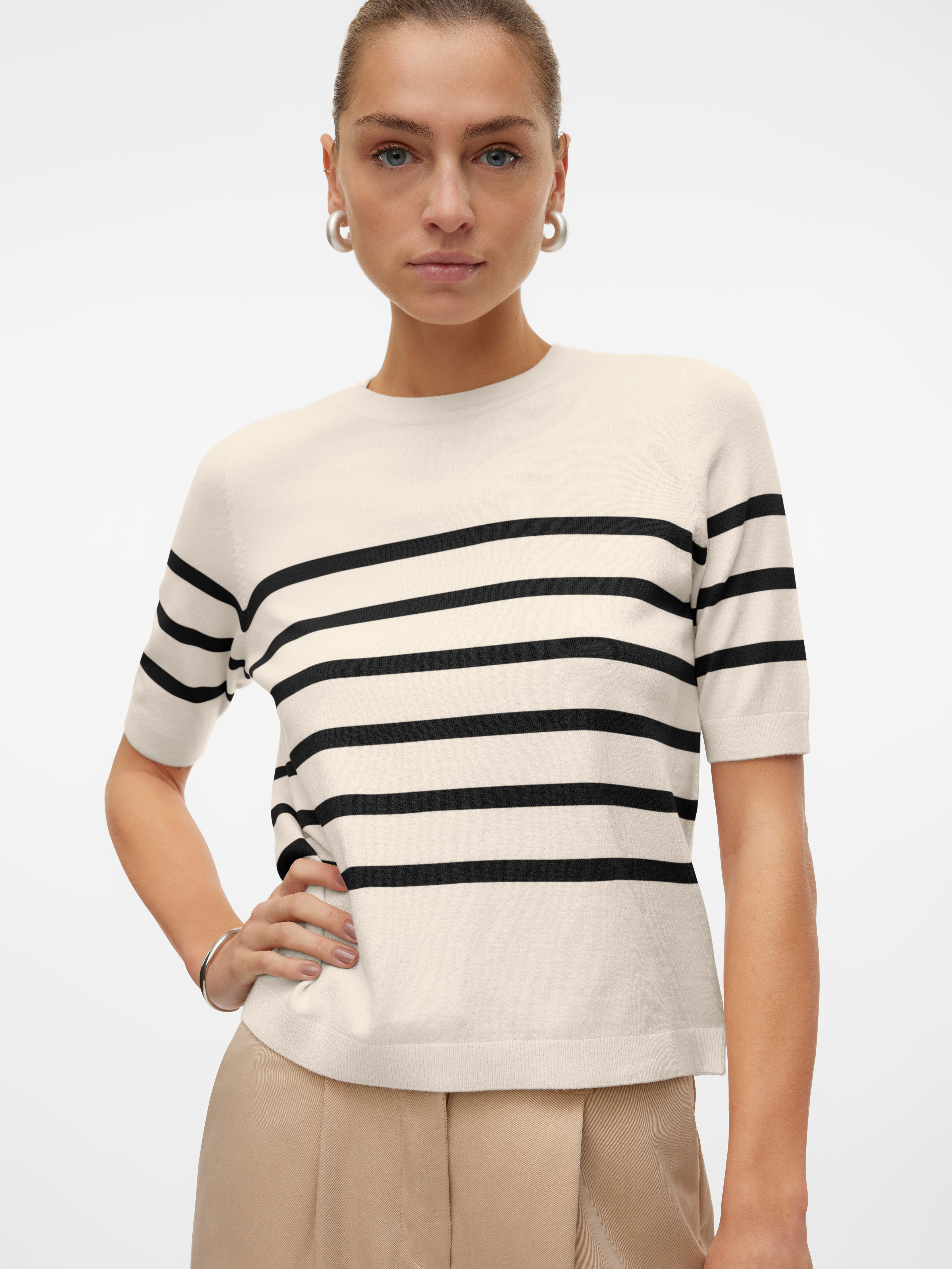 Vero moda sadella textured best sale crewneck pullove