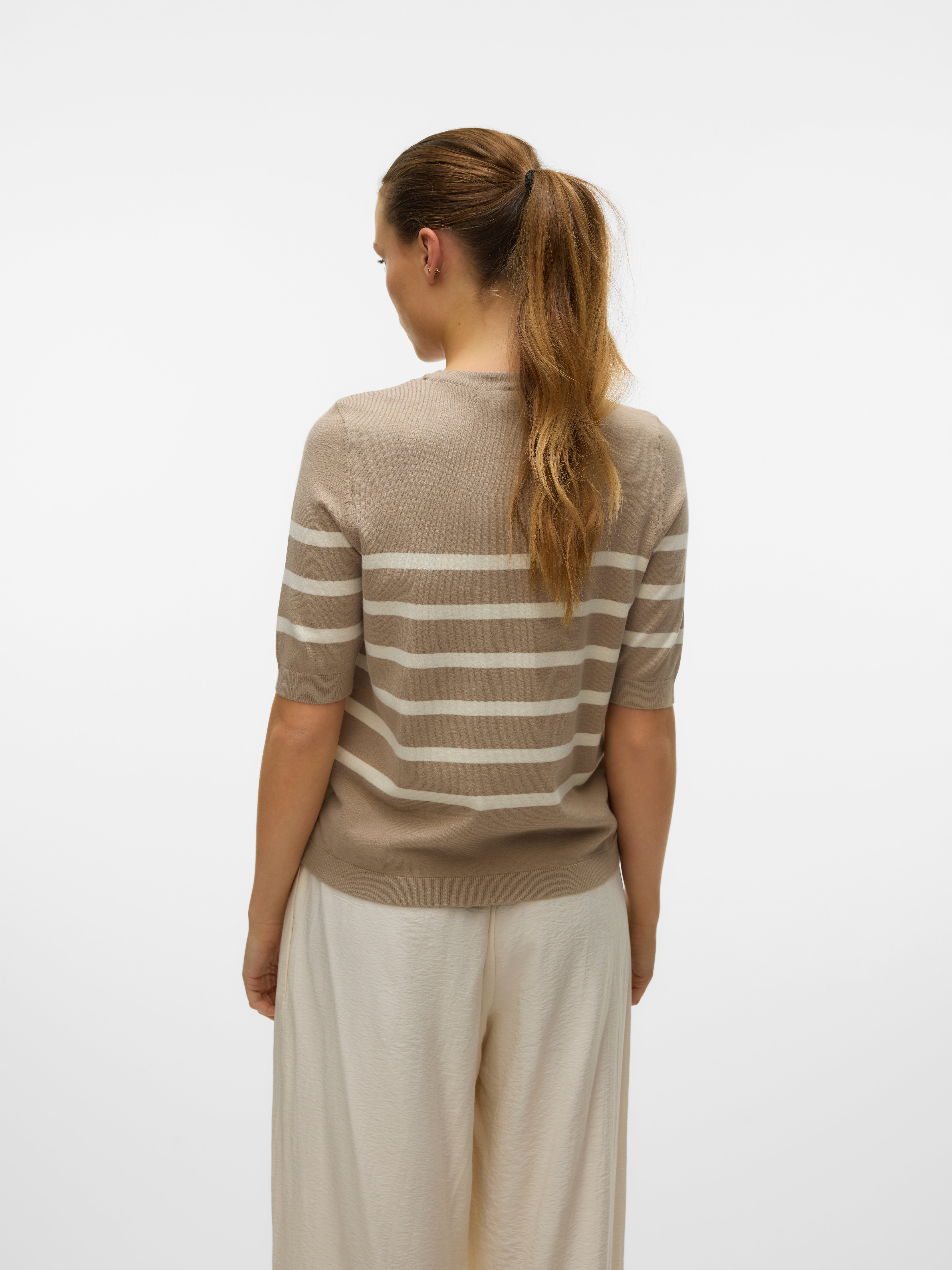 VERO MODA Vmsaba Plain Ls O-hals pullover Ga Noos gebreide trui voor dames, Berch/Stripes: zwart, M VERO MODA Vmsaba Plain Ls O-hals pullover Ga Noos gebreide trui voor dames, Berch/Stripes: zwart, M