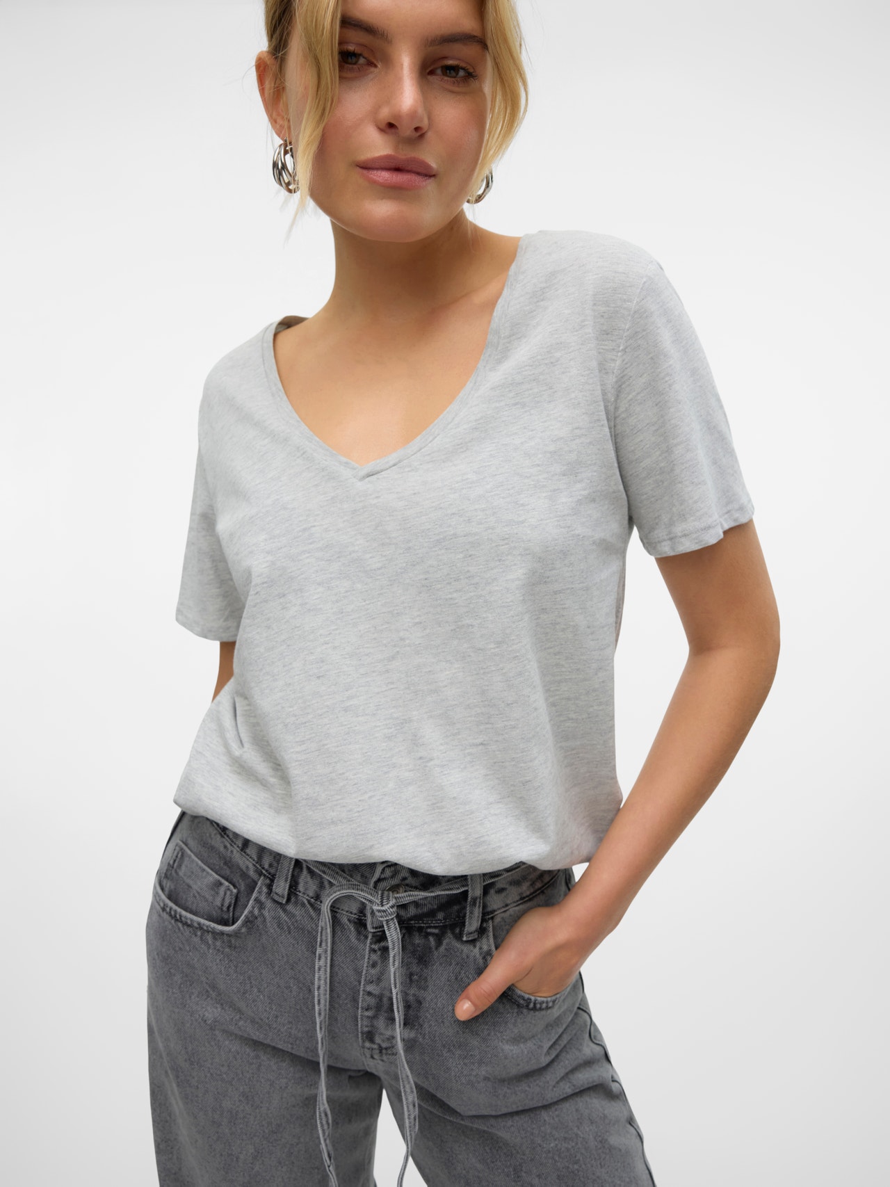 Vero Moda VMPANNA T-Shirt -Light Grey Melange - 10306849