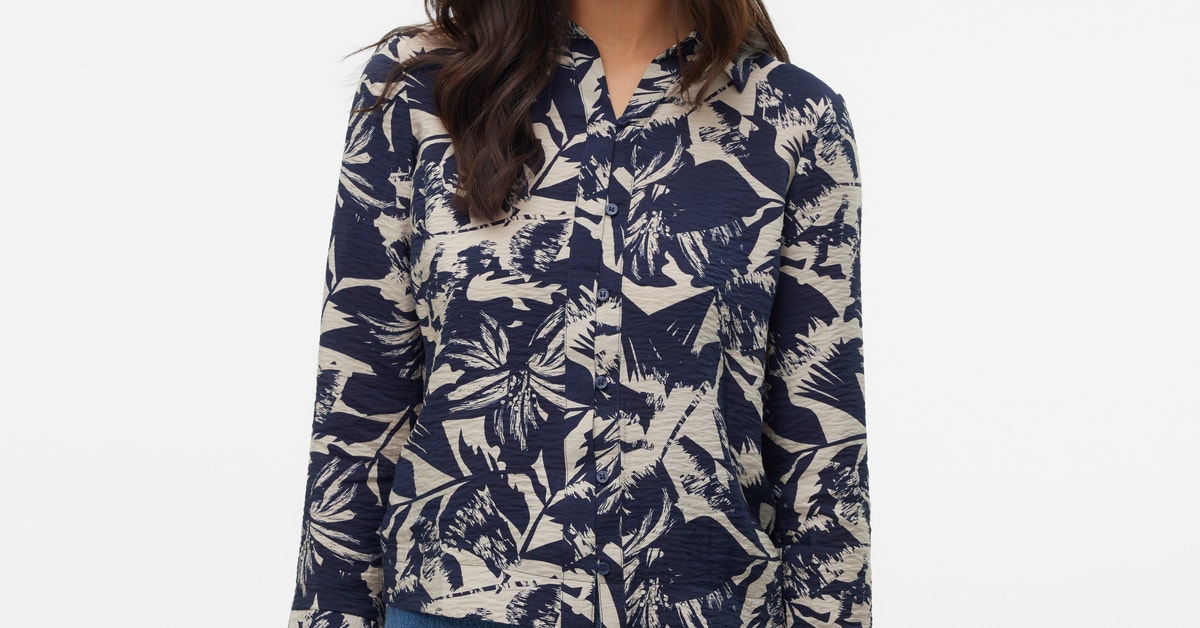 Chemise Femme Bleu Foncé Rayée - Taille M, Manches Longues, Pour Le Bureau