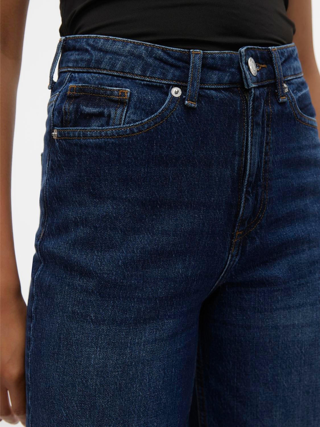 Vero Moda VMTESSA Høj talje Wide fit Jeans -Dark Blue Denim - 10306961