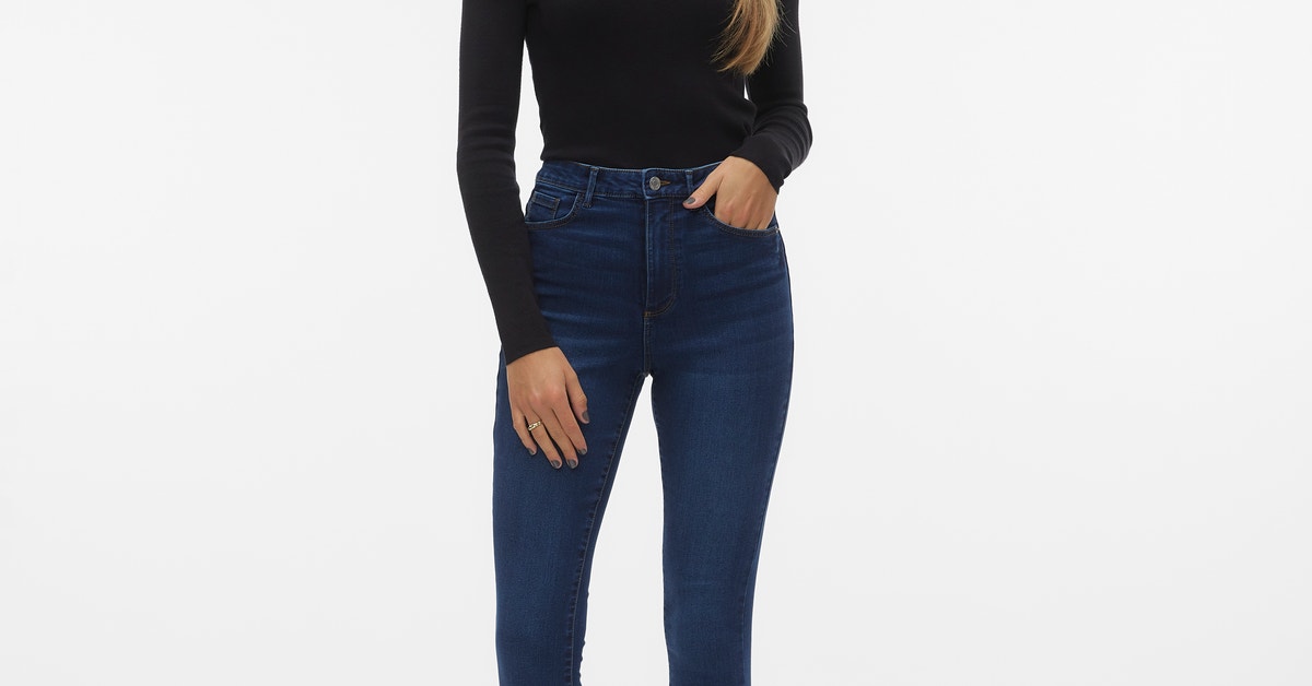 VMSOPHIA Taille haute Slim Fit Jeans | Bleu foncé | Vero Moda®