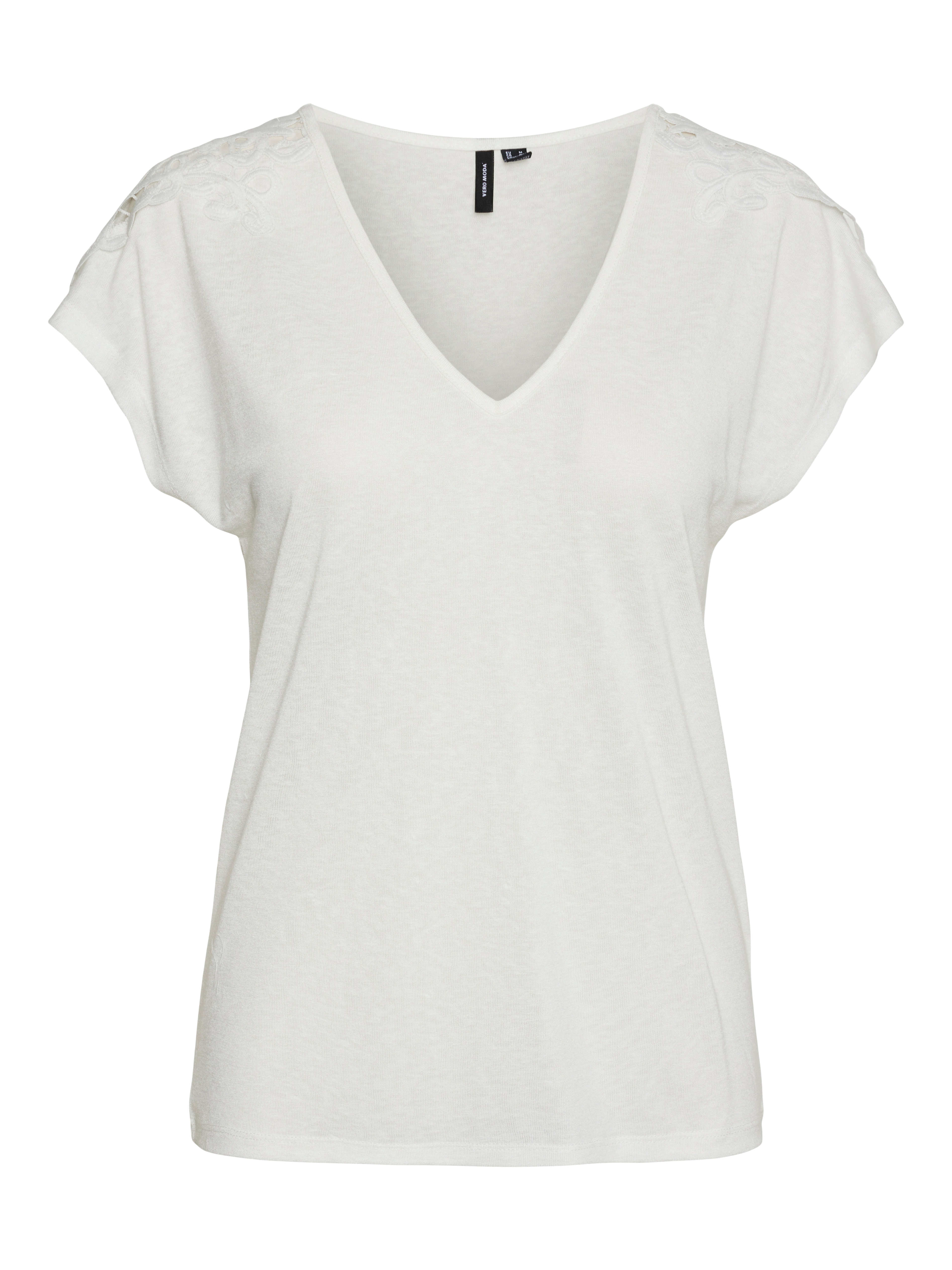 Korte Mouw V Neck Wit Basic Shirt Dames VMILSA T-Shirt White Clear
