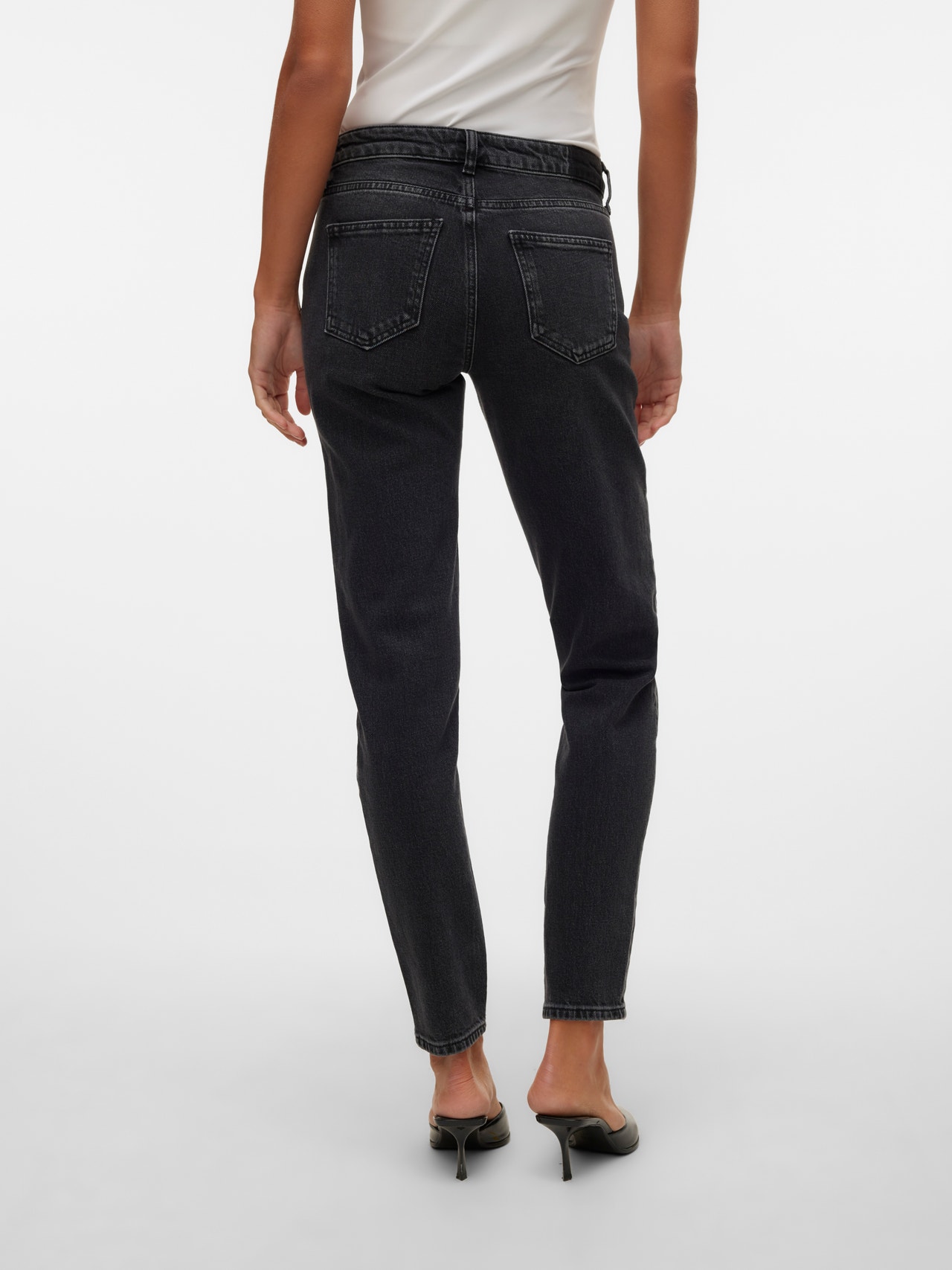 Vero Moda VMMARRY Niedrige Taille Hohe Taille Jeans -Black Denim - 10307236