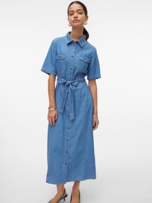 Vero Moda VMVIO Langes Kleid -Medium Blue Denim - 10307809