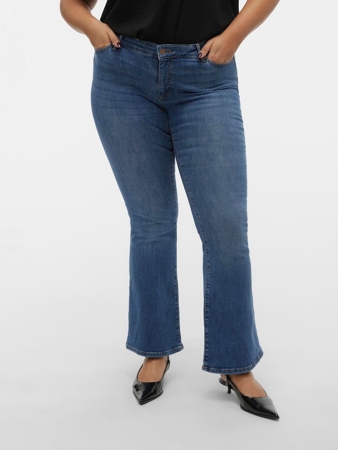 VMSIGI Low rise Flared Fit Jeans, Medium Blue