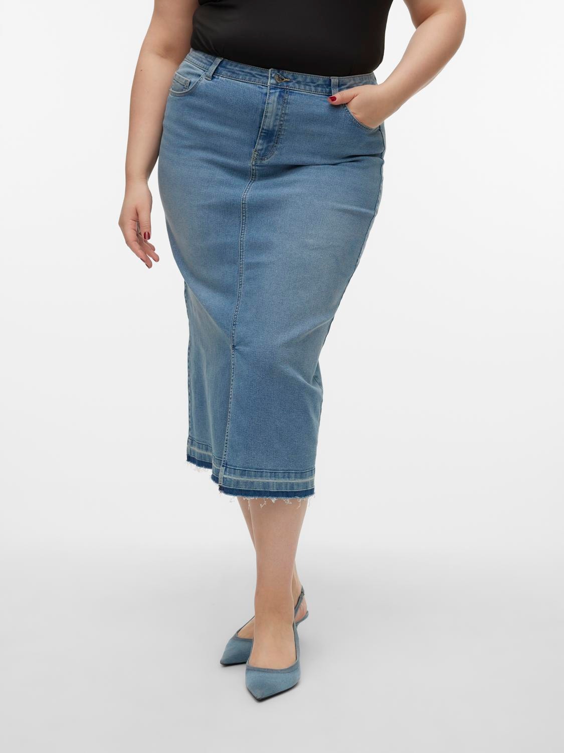 Vero Moda VMCLINA High waist Long skirt -Light Blue Denim - 10308042