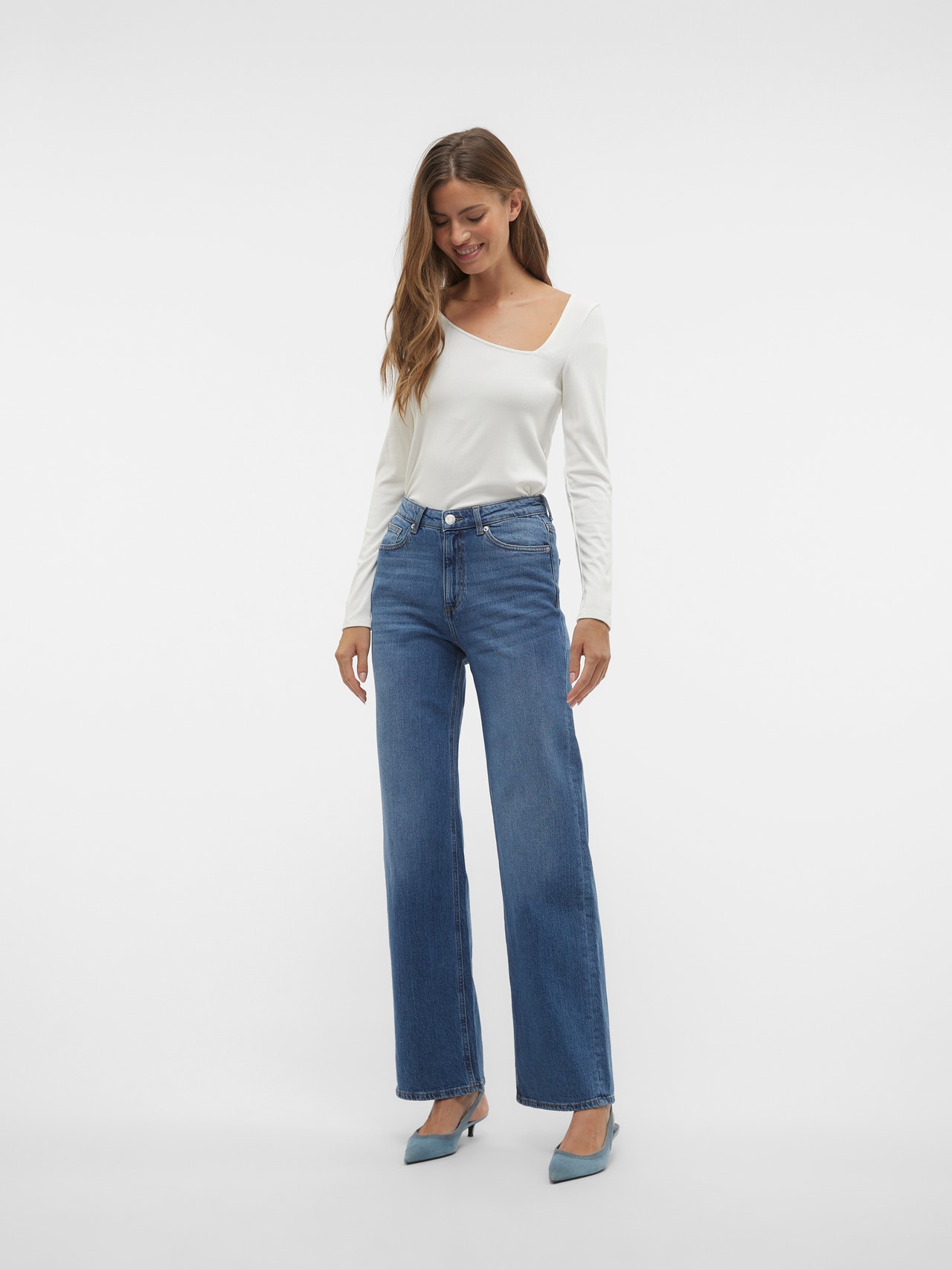 Vero Moda VMTESSA Wide fit Jeans -Medium Blue Denim - 10308153