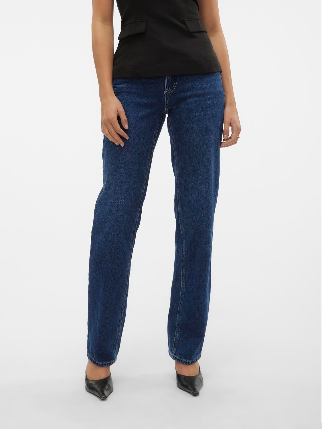 Vero Moda VMPAM Niedrige Taille Gerade geschnitten Jeans -Medium Blue Denim - 10308405