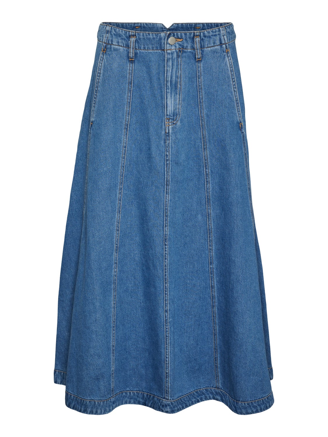 Vero moda denim midi outlet skirt with tie waist