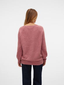 Vero Moda Väga suur lõige V-kaelus Soonikuga mansetid Balloonvarrukad Pullover -Mesa Rose - 10309434