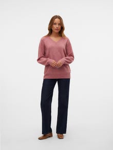 Vero Moda Väga suur lõige V-kaelus Soonikuga mansetid Balloonvarrukad Pullover -Mesa Rose - 10309434