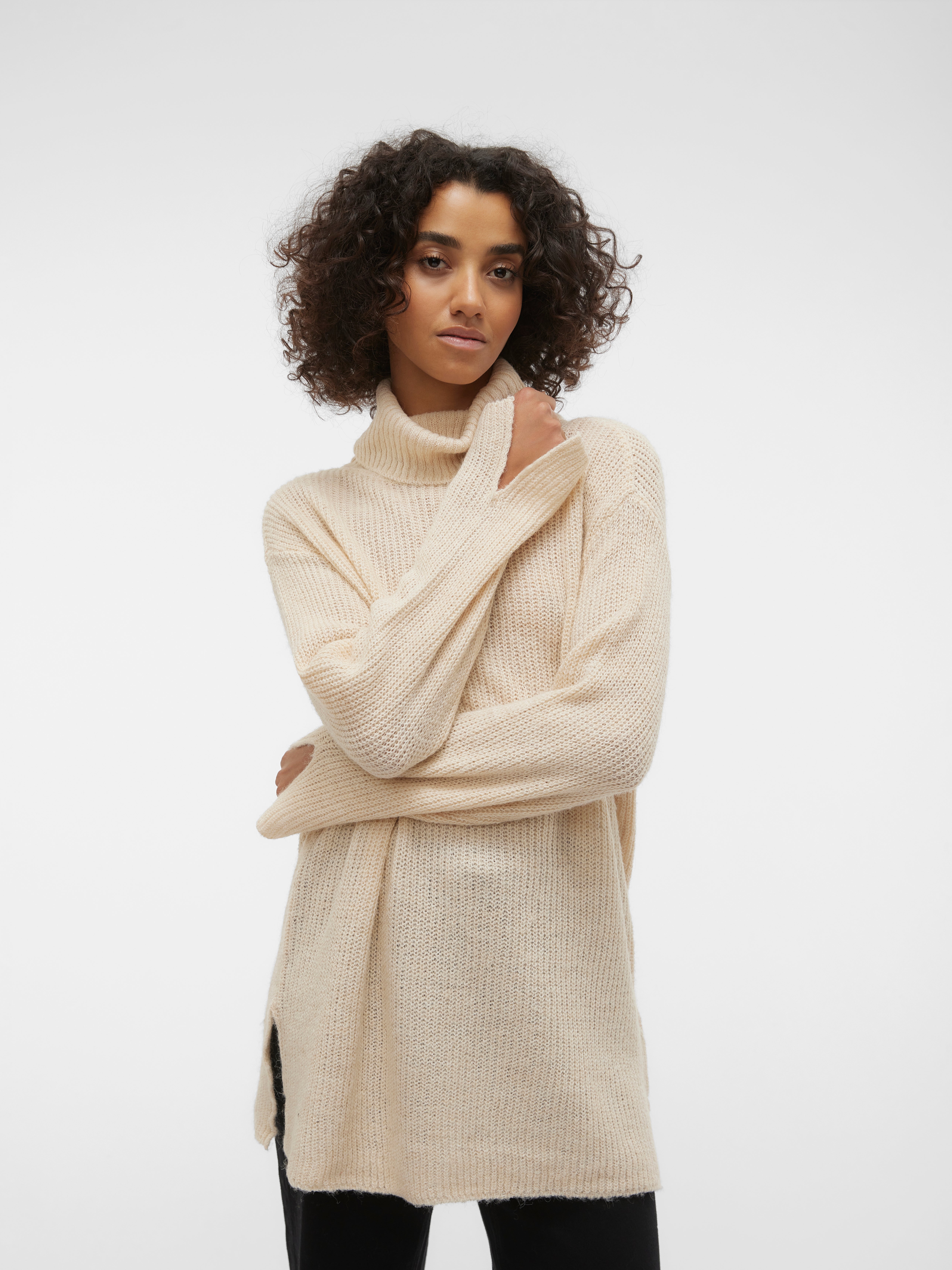vero moda roll neck jumper in cream
