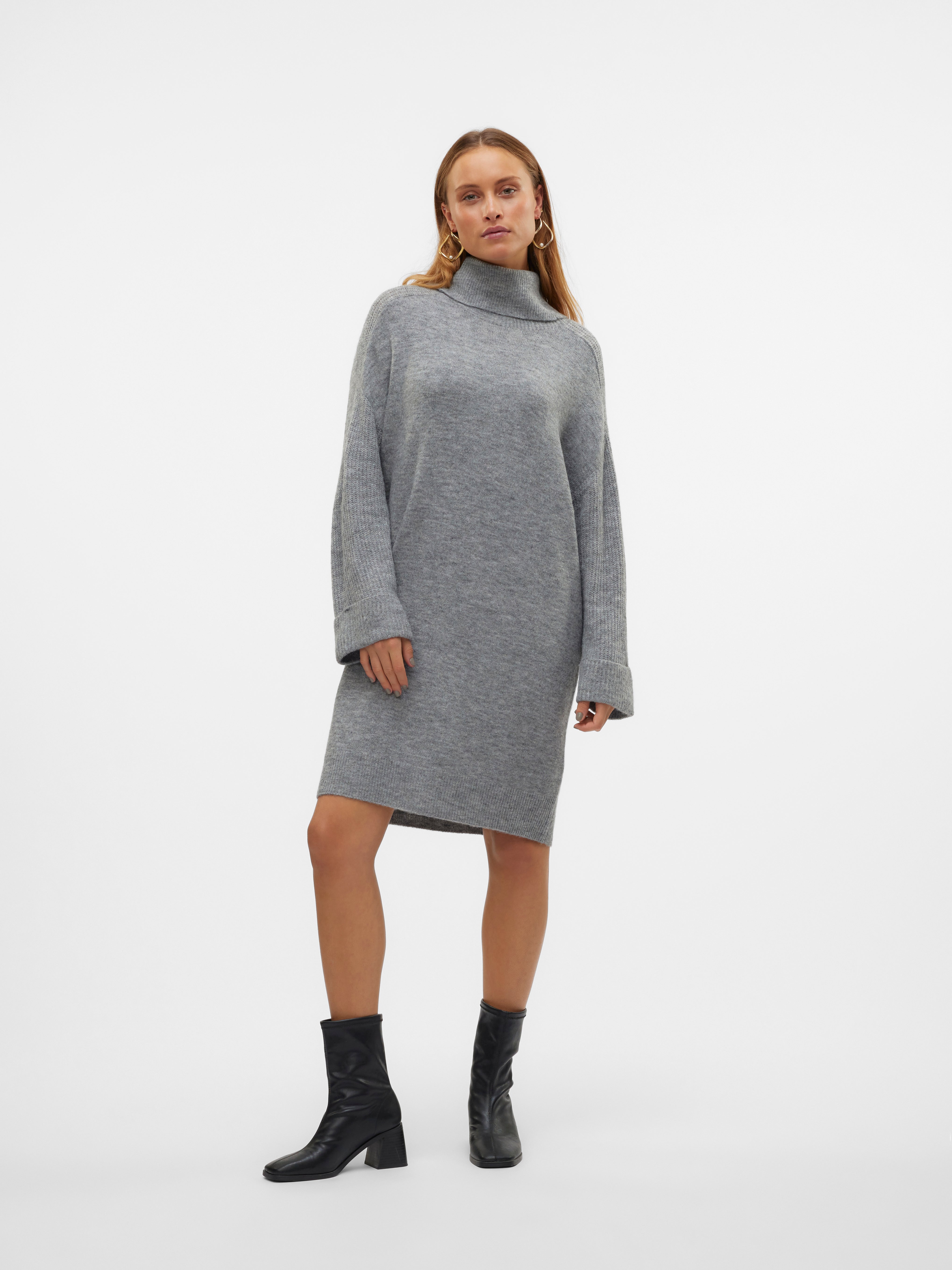 Mango Vestido Midi Lana Vestido Punto Cuello Vuelto Vestido Midi